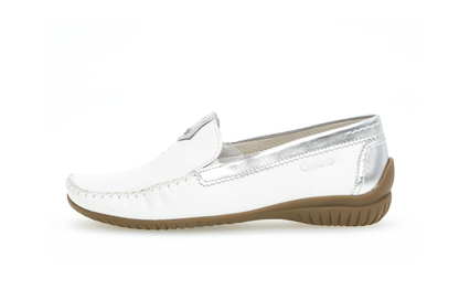 Gabor 86.090.50 Comfort White & Silver Moccasin Slip On Shoes
