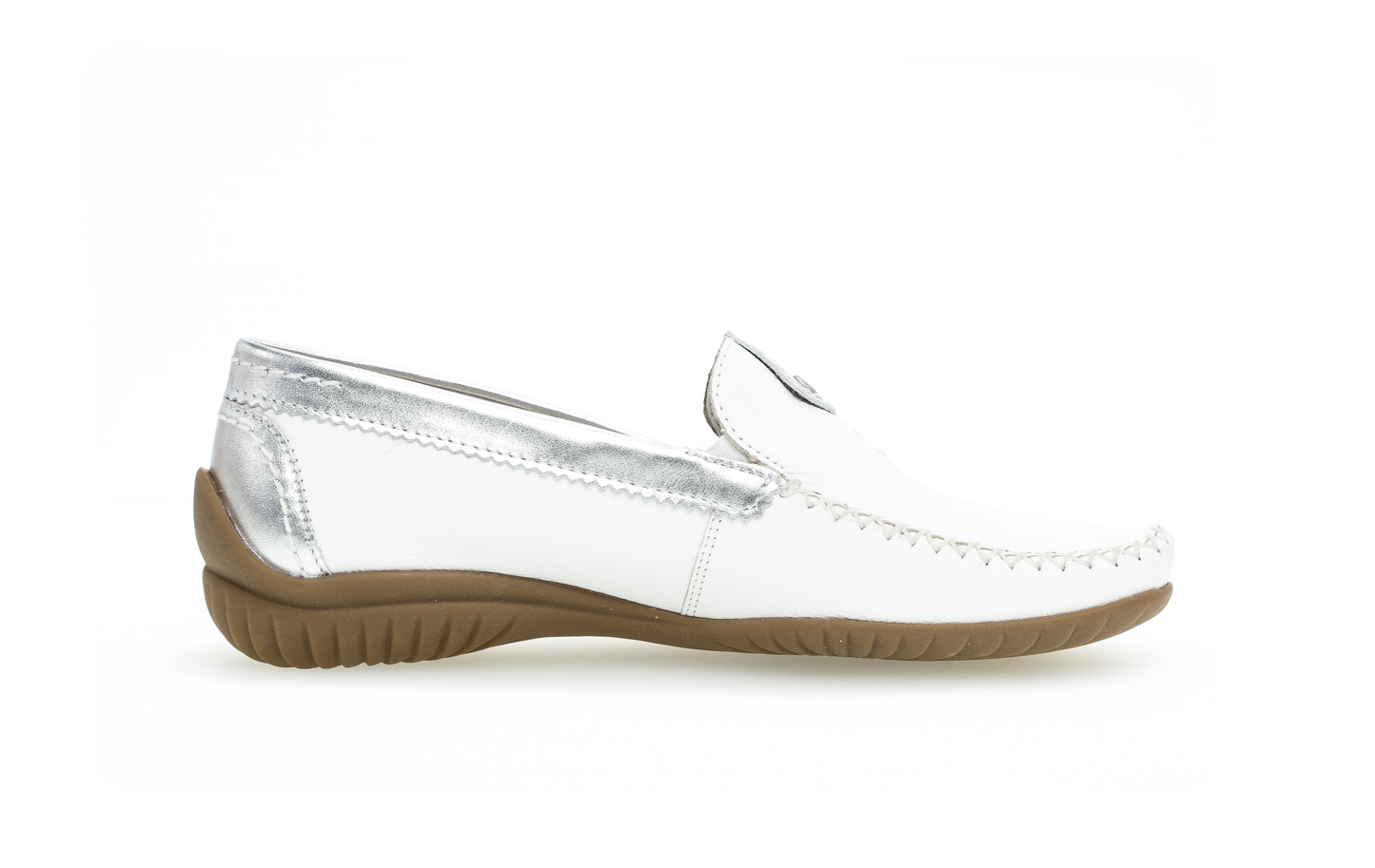 Gabor 86.090.50 Comfort White & Silver Moccasin Slip On Shoes