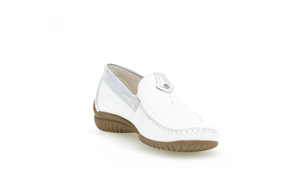 Gabor 86.090.50 Comfort White & Silver Moccasin Slip On Shoes