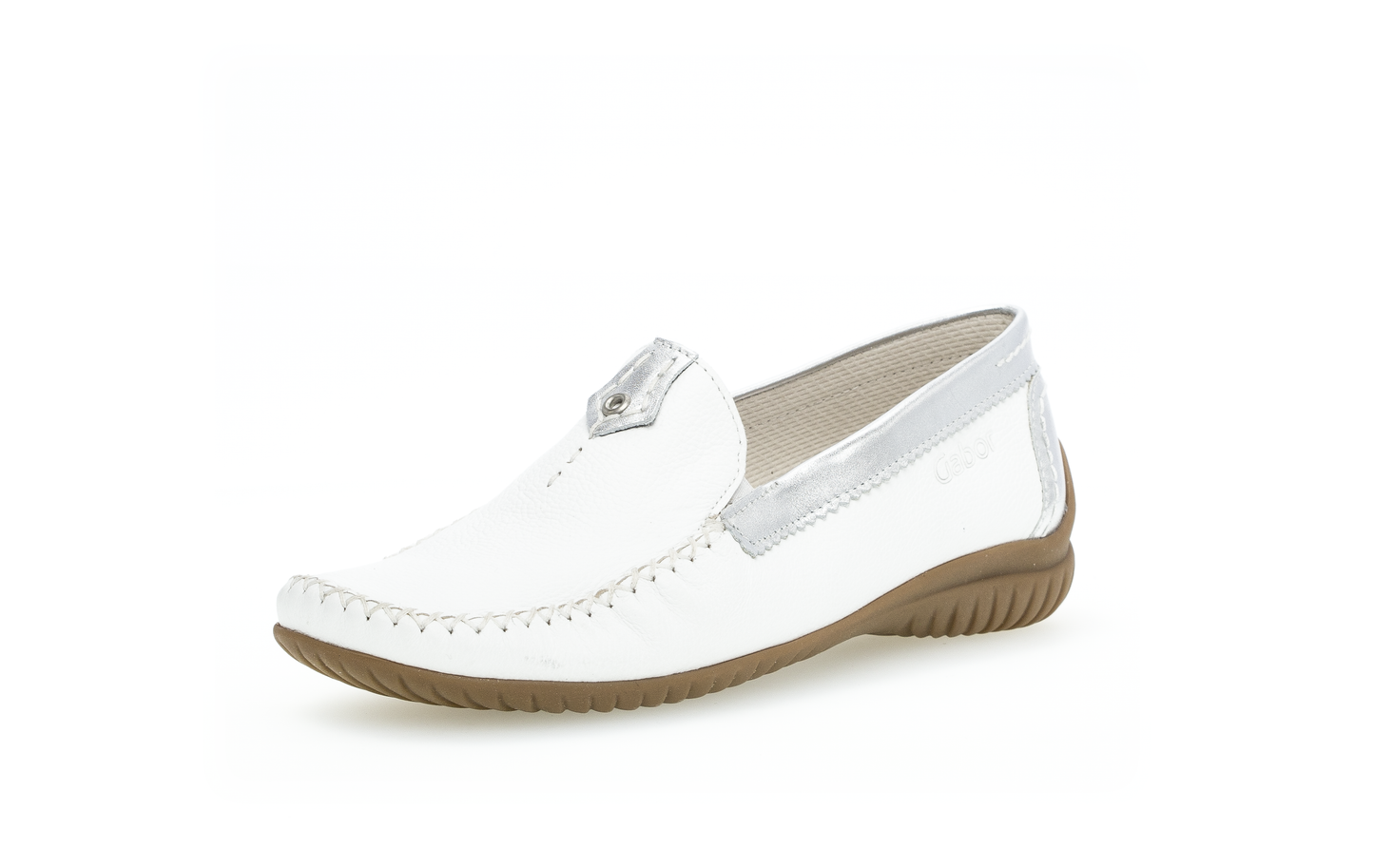 Gabor 86.090.50 Comfort White & Silver Moccasin Slip On Shoes