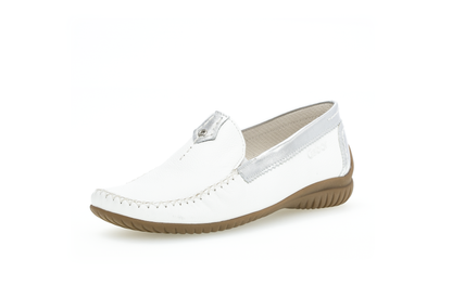 Gabor 86.090.50 Comfort White & Silver Moccasin Slip On Shoes