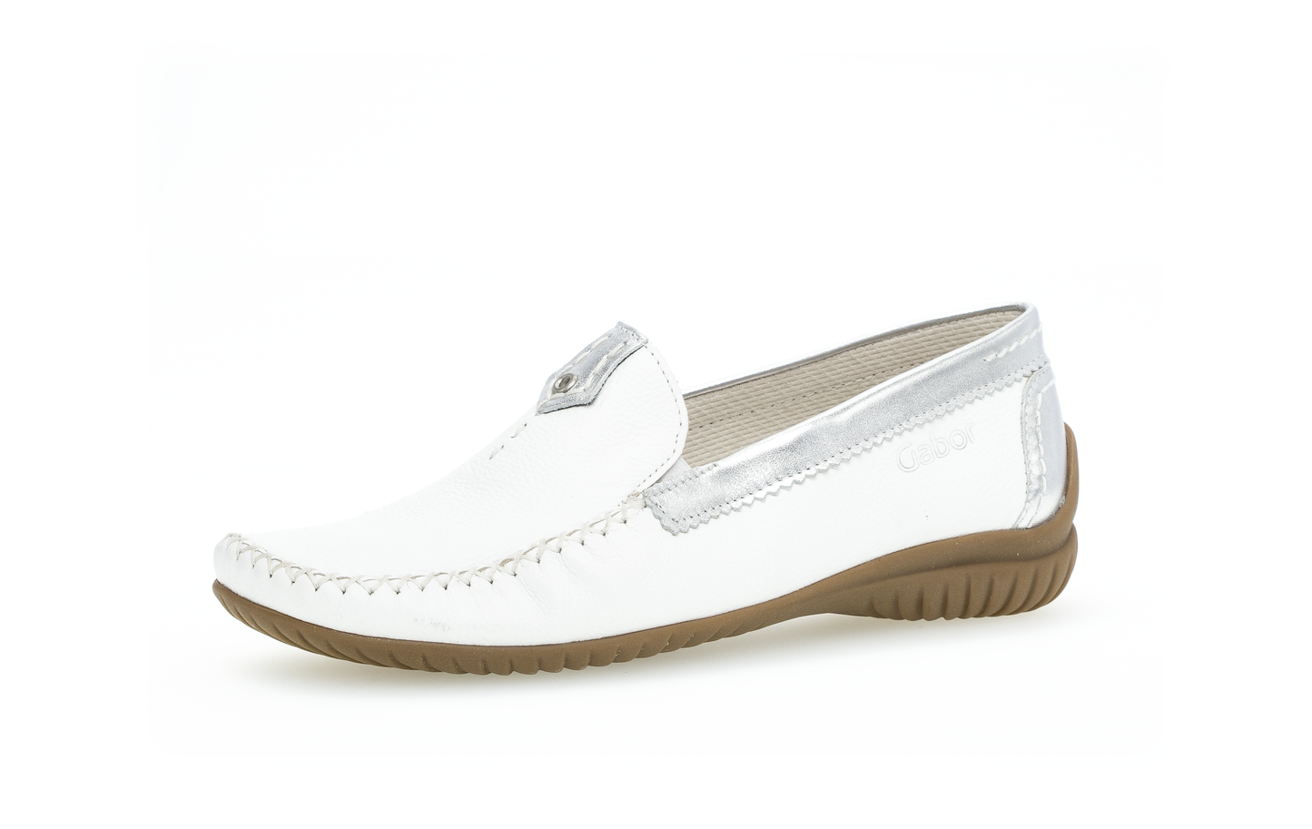 Gabor 86.090.50 Comfort White & Silver Moccasin Slip On Shoes