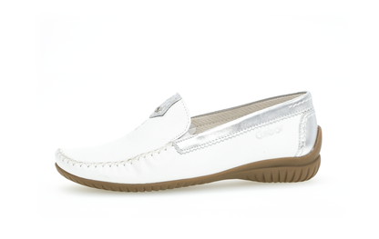Gabor 86.090.50 Comfort White & Silver Moccasin Slip On Shoes