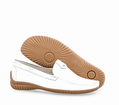 Gabor 86.090.50 Comfort White & Silver Moccasin Slip On Shoes