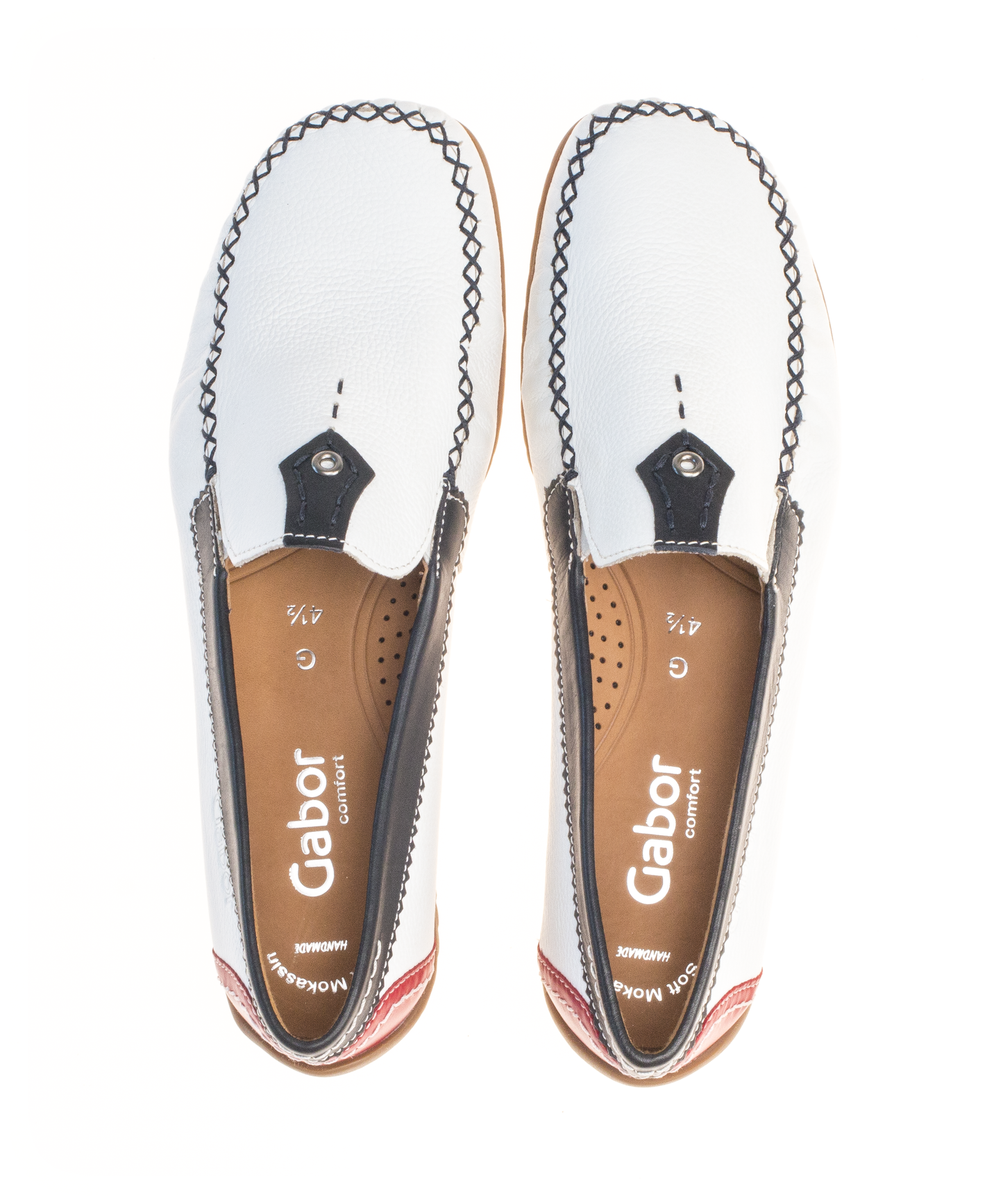Gabor Comfort 86.090.69 White Multi G Fit Moccasin Slip On Shoes