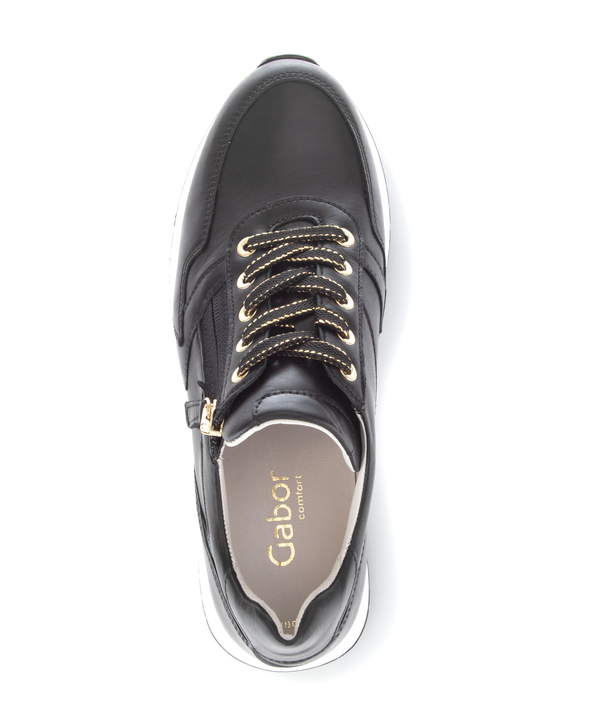 Gabor 86.448.57 Comfort Black & Gold Sneakers with Zip
