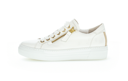 Gabor Comfort 86.465.51 White & Gold Sneakers with Zip