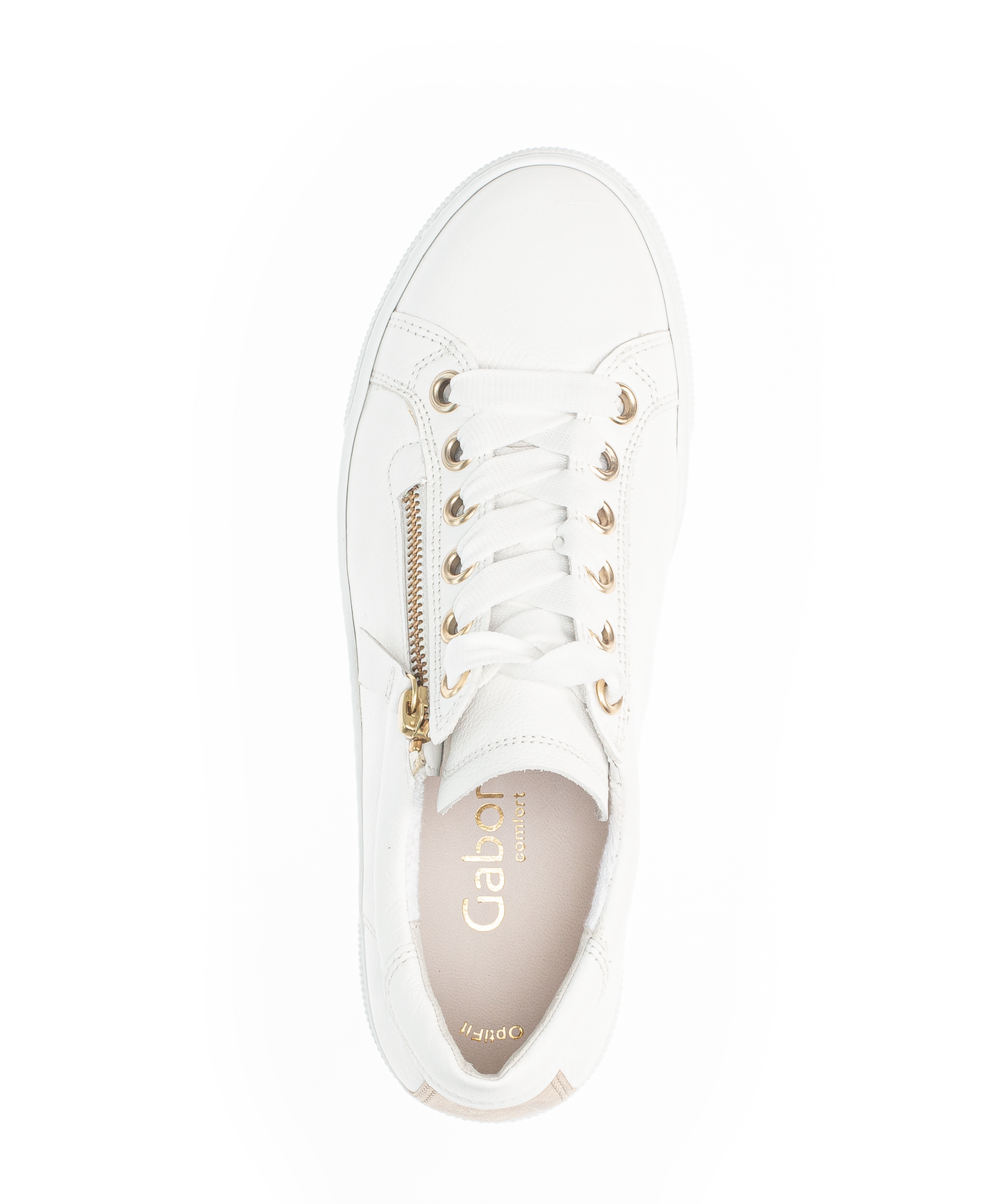 Gabor Comfort 86.465.51 White & Gold Sneakers with Zip