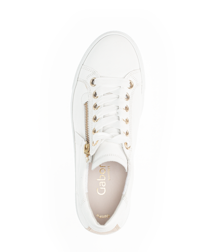 Gabor Comfort 86.465.51 White & Gold Sneakers with Zip