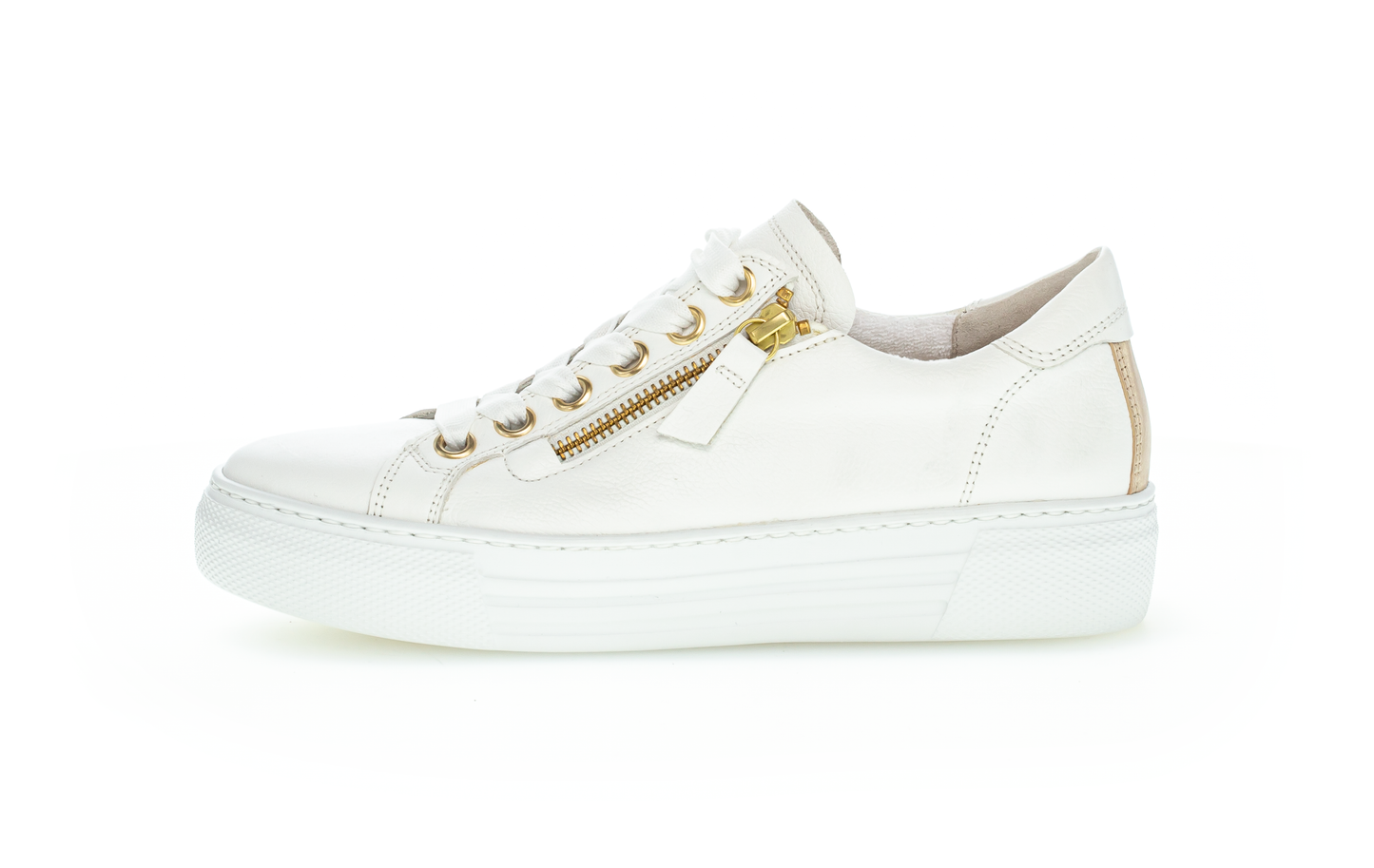 Gabor Comfort 86.465.51 White & Gold Sneakers with Zip