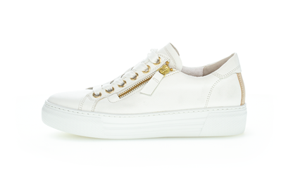 Gabor Comfort 86.465.51 White & Gold Sneakers with Zip