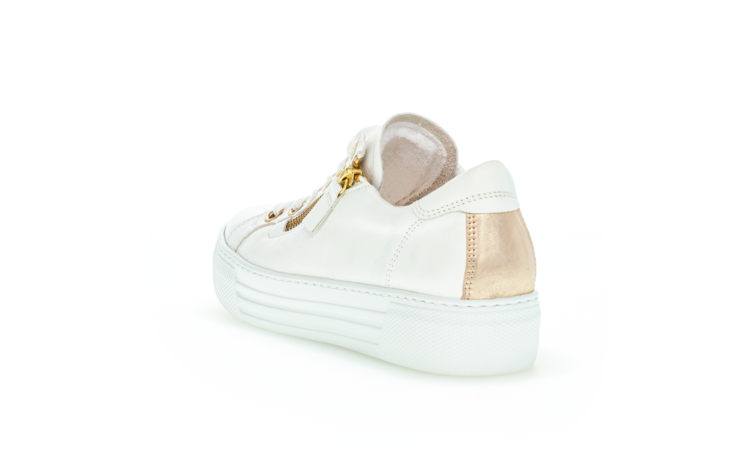 Gabor Comfort 86.465.51 White & Gold Sneakers with Zip