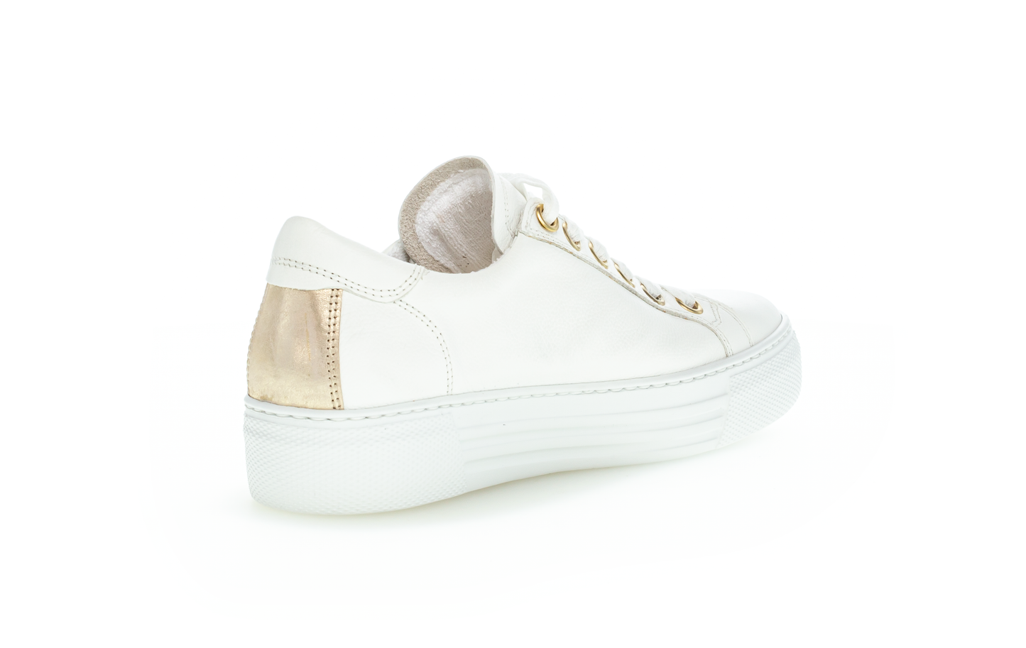 Gabor Comfort 86.465.51 White & Gold Sneakers with Zip