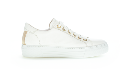 Gabor Comfort 86.465.51 White & Gold Sneakers with Zip