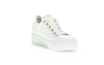 Gabor Comfort 86.465.51 White & Gold Sneakers with Zip