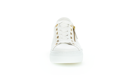 Gabor Comfort 86.465.51 White & Gold Sneakers with Zip
