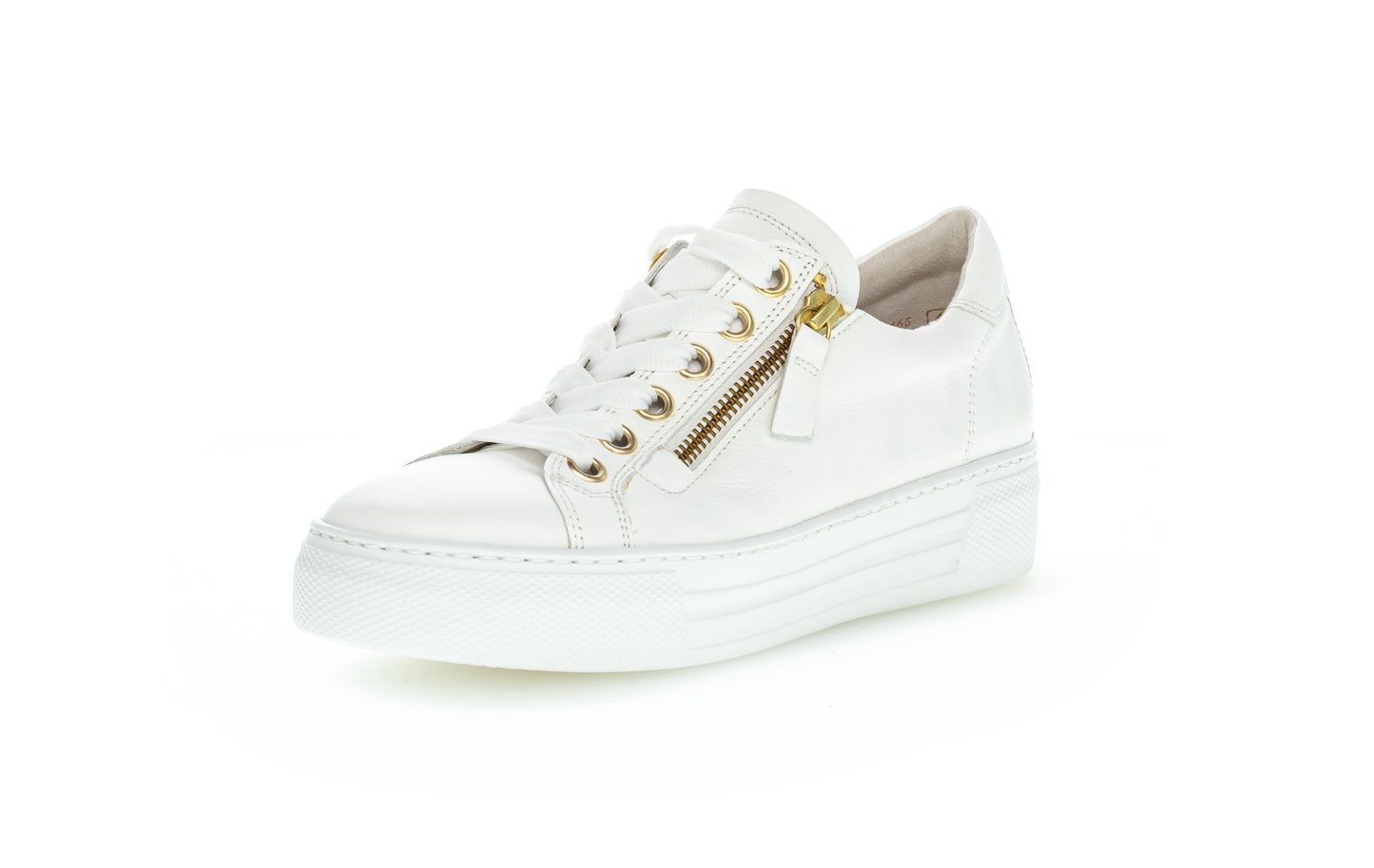 Gabor Comfort 86.465.51 White & Gold Sneakers with Zip