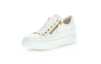 Gabor Comfort 86.465.51 White & Gold Sneakers with Zip