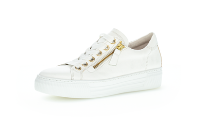 Gabor Comfort 86.465.51 White & Gold Sneakers with Zip
