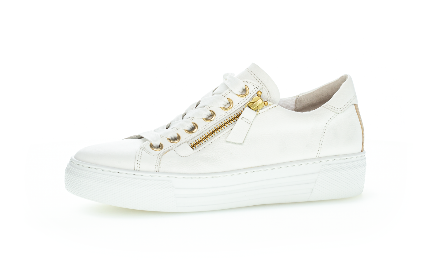 Gabor Comfort 86.465.51 White & Gold Sneakers with Zip