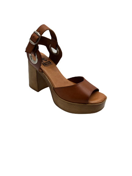 2GO Fashion 8913-801 307 Cognac Tan Block Heel Sandals