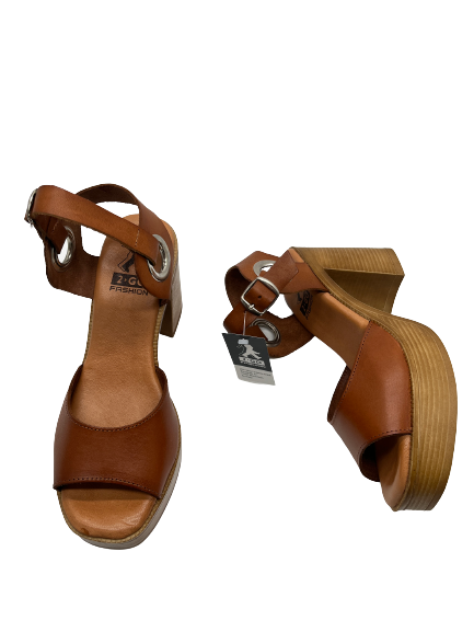 2GO Fashion 8913-801 307 Cognac Tan Block Heel Sandals