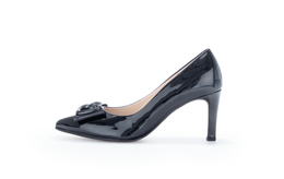 Gabor 91.381.97 Black Patent Leather Heels with Bow/Link Detailing