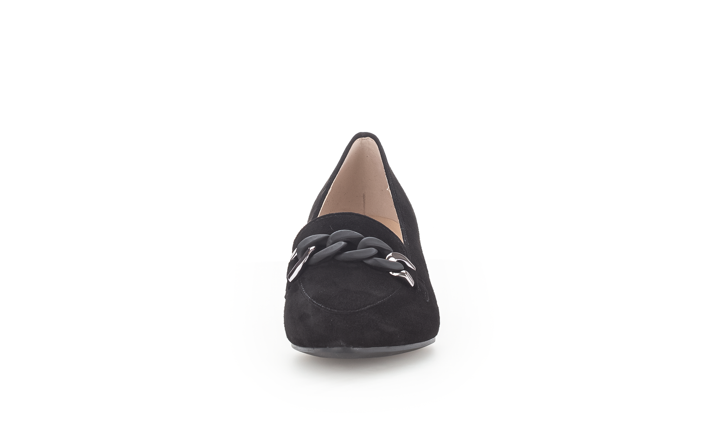 Gabor 91.441.17 Black Suede Slip On Pumps with Black Chain Detailing