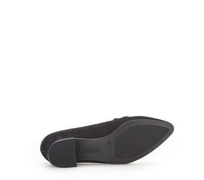 Gabor 91.441.17 Black Suede Slip On Pumps with Black Chain Detailing