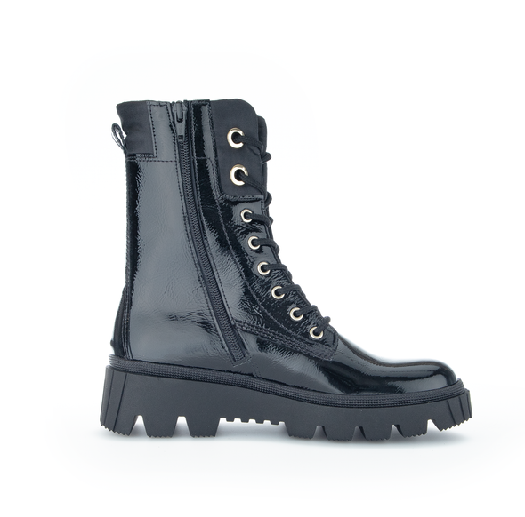Gabor 91.821.97 Black Boots with Gold Eyelet Detailing