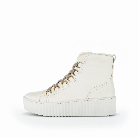 Gabor 93.713.72 Cream High Top Sneakers with Fur Lining