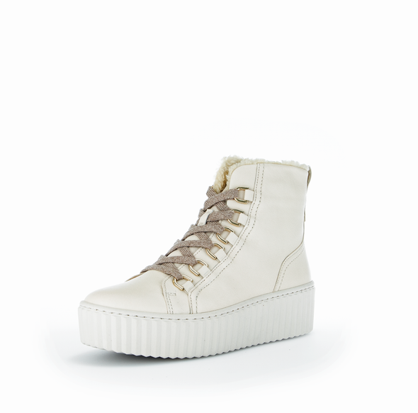 Gabor 93.713.72 Cream High Top Sneakers with Fur Lining