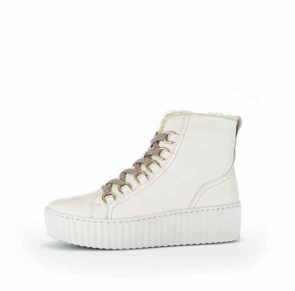 Gabor 93.713.72 Cream High Top Sneakers with Fur Lining