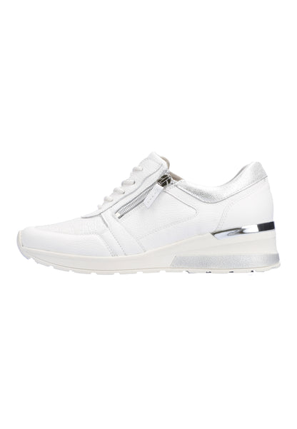 Waldlaufer 939H01 308 150 H-Clara White & Silver Trim Sneakers with Zip