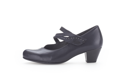 Gabor 96.146.66 Navy Blue H Fit Low Heels with Straps