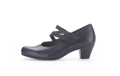 Gabor 96.146.66 Navy Blue H Fit Low Heels with Straps