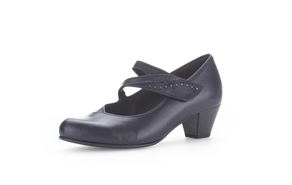 Gabor 96.146.66 Navy Blue H Fit Low Heels with Straps