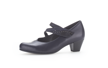 Gabor 96.146.66 Navy Blue H Fit Low Heels with Straps