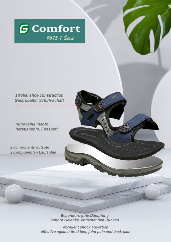 G Comfort 9675-1 Brown Combi Velcro Sandals