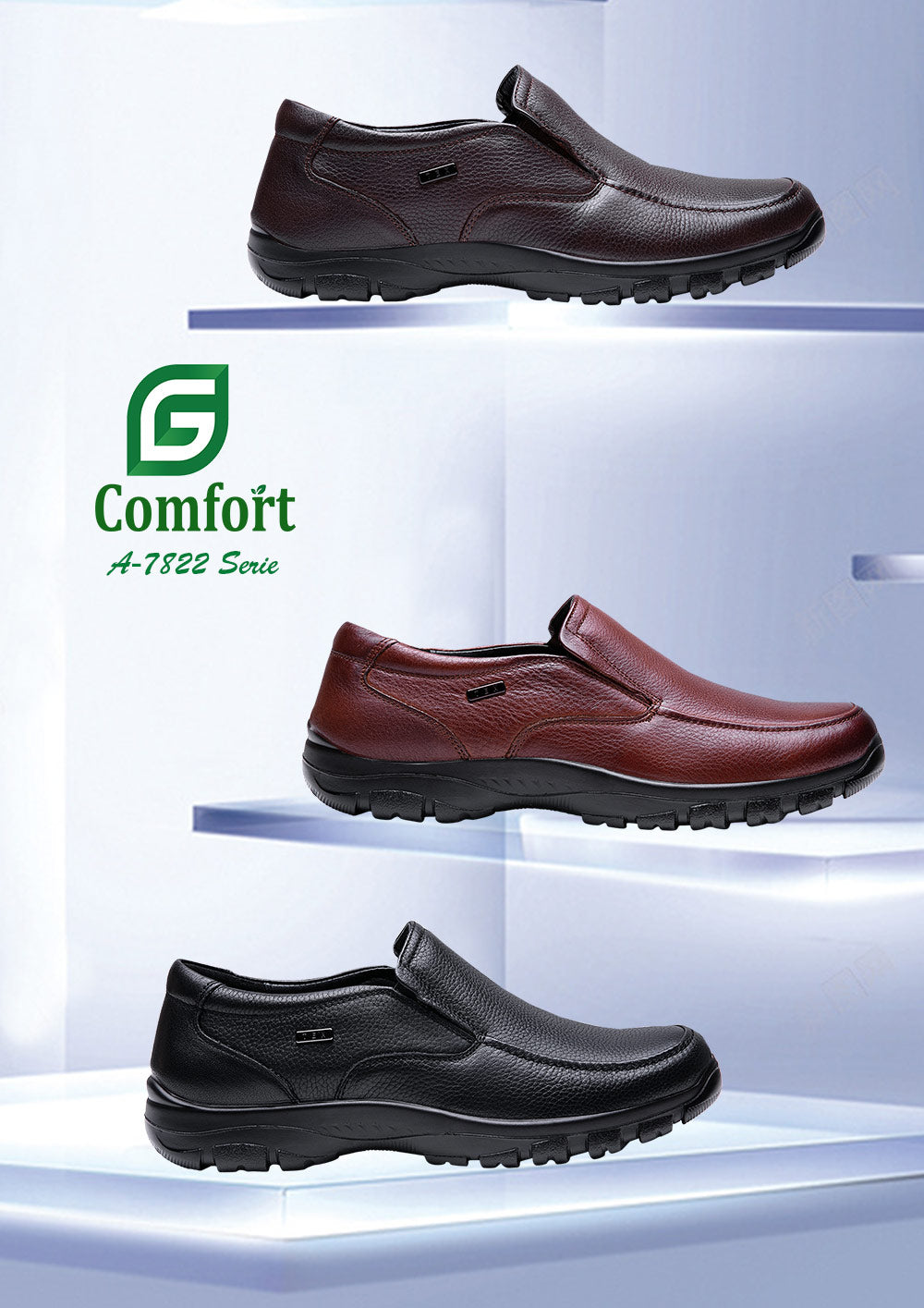 G Comfort A-7822 Cognac Tan Slip On Shoes