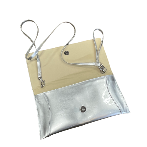 Bioeco by Arka B0002 1134+0004 Silver Web Leather Dressy Formal Clutch Bag