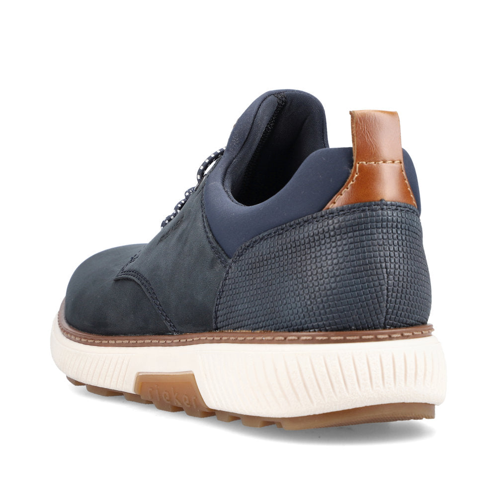 Rieker B3360-14 Navy Slip On Sneakers with Tan Details