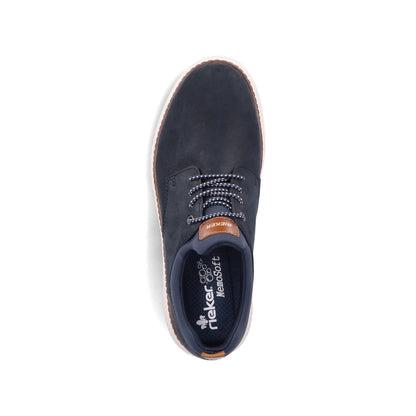 Rieker B3360-14 Navy Slip On Sneakers with Tan Details