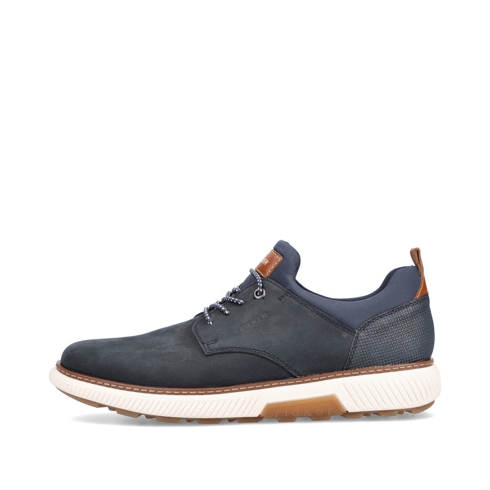 Rieker B3360-14 Navy Slip On Sneakers with Tan Details