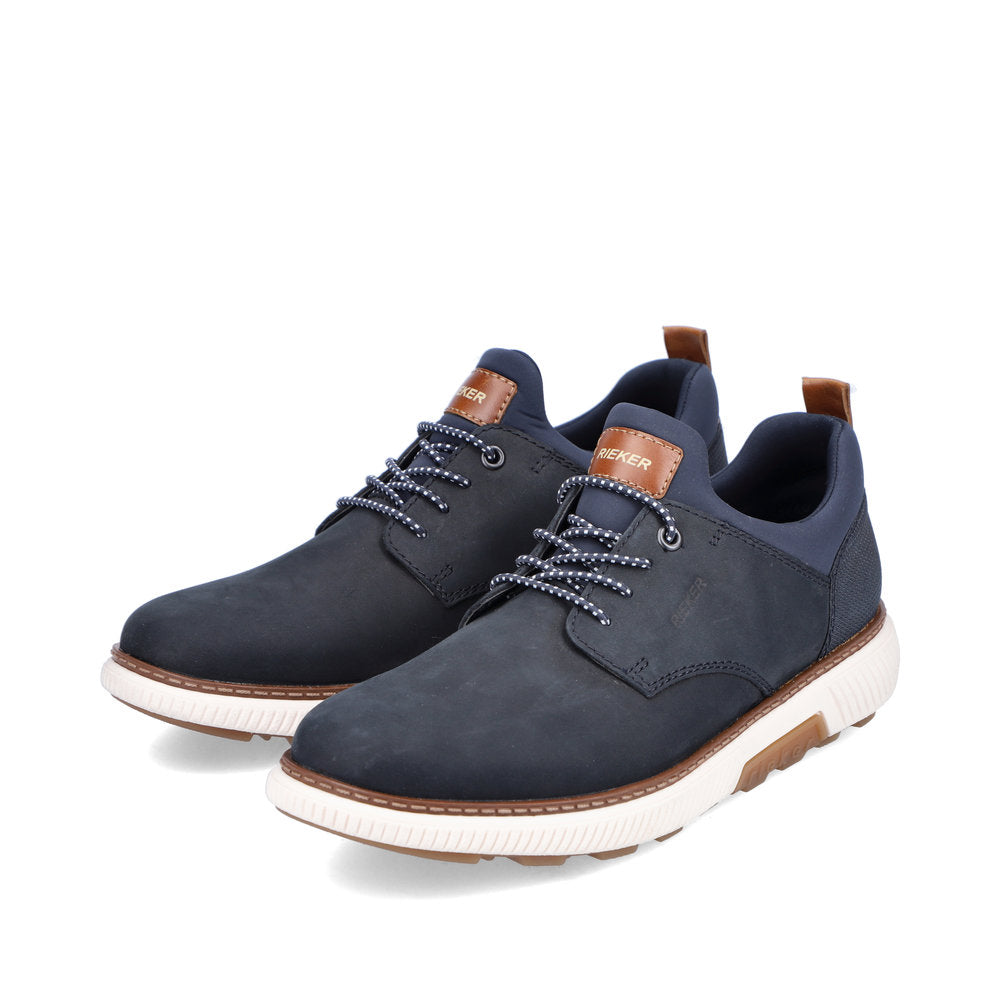 Rieker B3360-14 Navy Slip On Sneakers with Tan Details