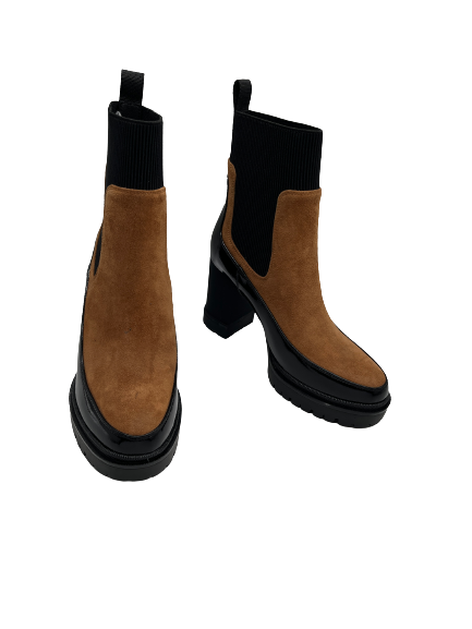 Loretta Vitale A597-B5-B652-B113 Black & Brown Chelsea Boots with Block Heel