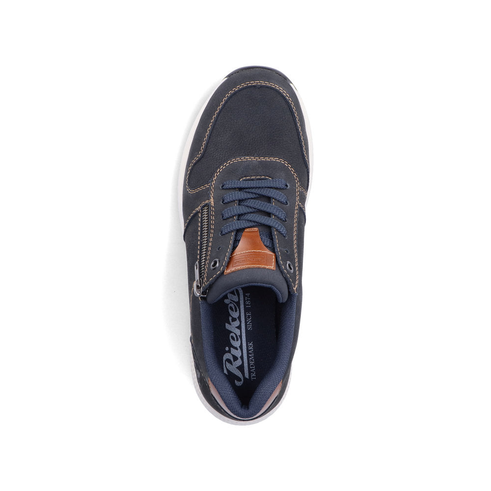 Rieker B7612-14 Navy Blue Nubuck Combi Lace Sneakers