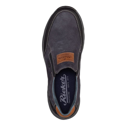 Rieker TEX B7654-02 Navy G 1/2 Fit Nubuck Casual Slip On Shoes