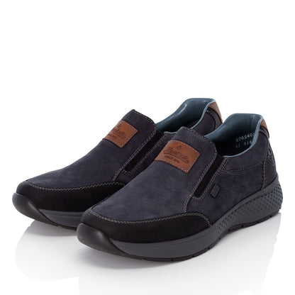 Rieker TEX B7654-02 Navy G 1/2 Fit Nubuck Casual Slip On Shoes
