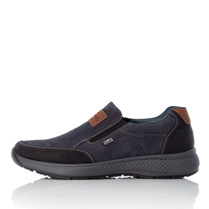Rieker TEX B7654-02 Navy G 1/2 Fit Nubuck Casual Slip On Shoes